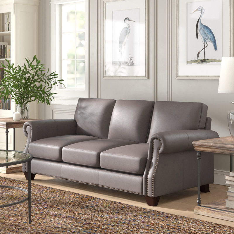 Birch Lane™ Phebe 84" Genuine Leather Rolled Arm Sofa & Reviews Wayfair